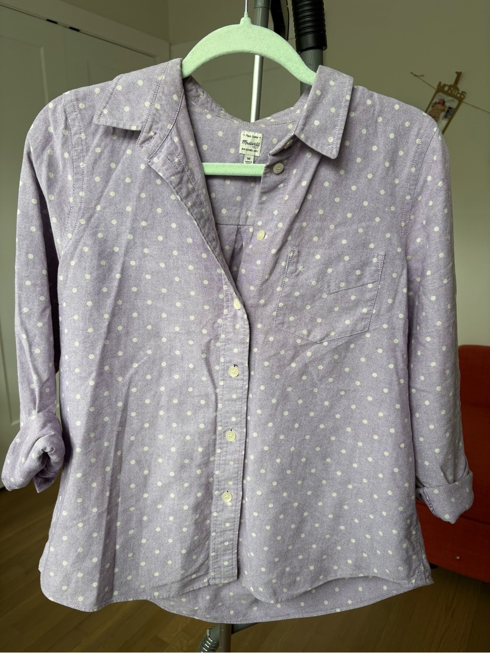 Madewell Lavender Polka Dot Button-Down Shirt